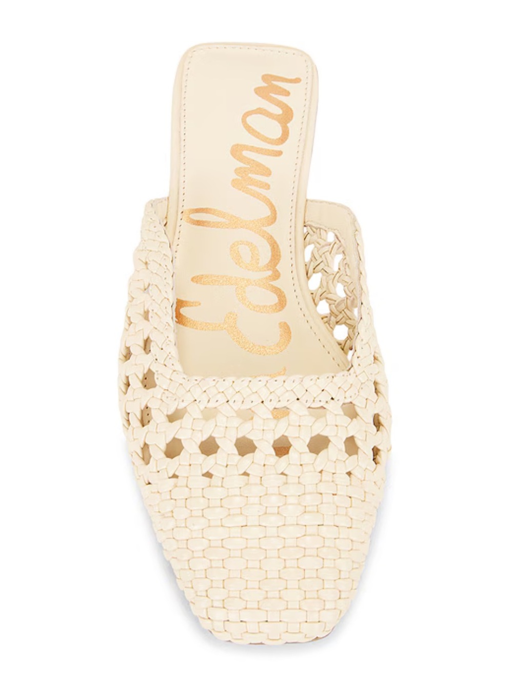 Sam Edelman Nola Mules Ivory Braided Square-Toe Slip on shoes slides Revolve 6.5